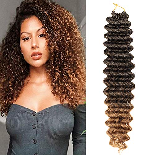9 Packs Deep Wave Crochet Hair Deep Twist Crochet Braid Low Tempreture Kanekalon Synthetic Hair Extension 15 Strands/Pack (18" 9Packs, T27)