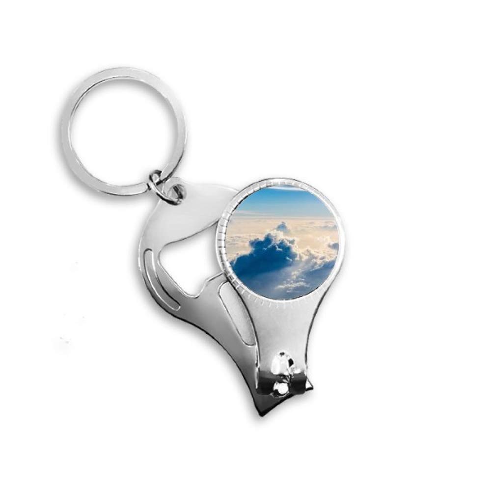 Porte-clé décapsuleur bleu ciel Sunshine Clouds style Art Déco avec pince à ongles