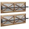 2PCS Rustic Bathroom Towel Rack, Butizone Wall Mounted Towel Bar Holder with Weathered Wood and Corrugated Galvanized Metal, Farmhouse Rack for Hanging Towel (Towels are not Included)