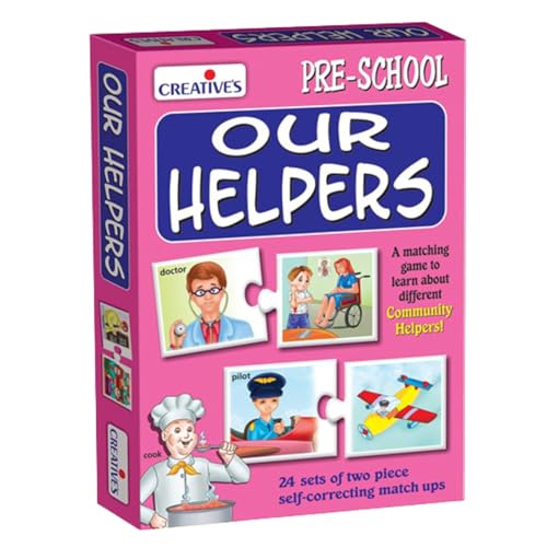 Image of Creative's Our Helpers Preschool Matching Puzzles Game for Kids, 24 Self-Correcting 2-Piece Puzzles, Community Helpers & Occupation, Learning Educational Toy for Boys & Girls Ages 4+
