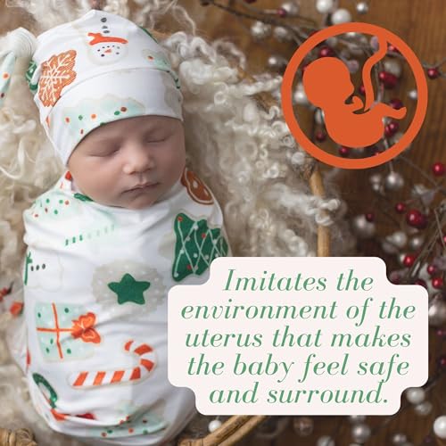 Image of Newborn Swaddle Blanket Set, Headband and Beanie
