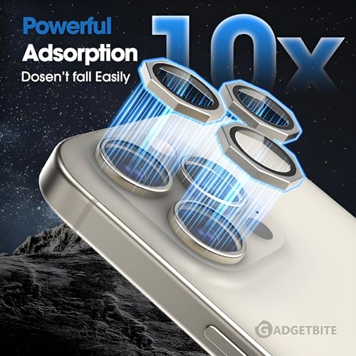 Image of GadgetBite Snaptra Octagon Lens Protector Compatible With iPhone 15 Pro & iPhone 15 Pro Max - 9H Tempered Glass Camera Cover with Metal Ring, Scratch-Resistant,Camera Lens - Natural Titanium
