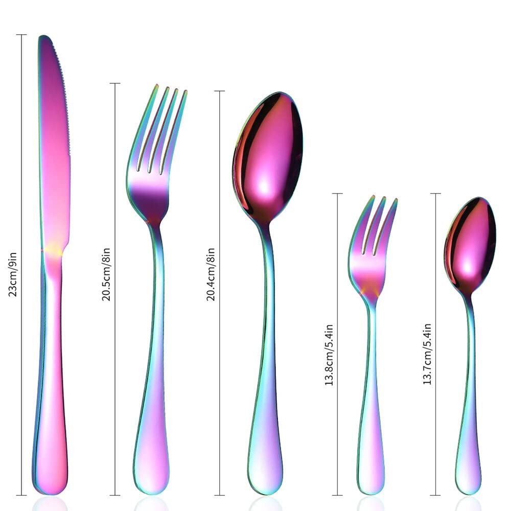 Vajilla Paquete de 30 cubiertos Cubiertos Cubiertos de color de acero inoxidable Cuchillos Tenedor Cuchara Tenedor Cubiertos para restaurante familiar Servicio de cena de fiesta (Color : Black Golden)