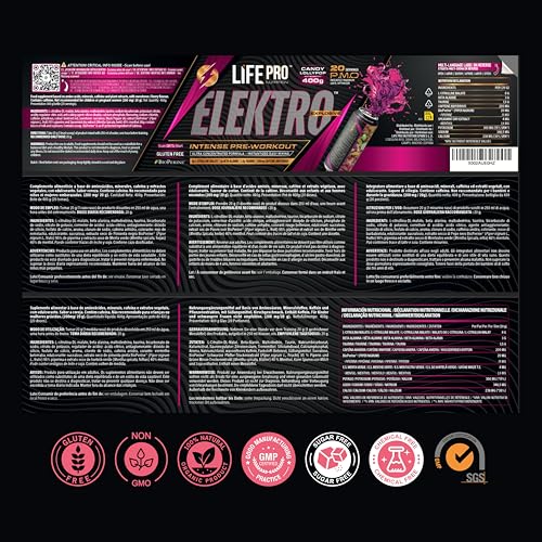 Pre Entreno Life Pro Elektro 400g - Pre Workout Potente con Citrulina Malato 8000mg, Beta Alanina 3000mg, Taurina 1500mg y Cafeína 200mg, Preentreno para Energía, Bombeo y Rendimiento | Sabor Lollipop - imagen 11