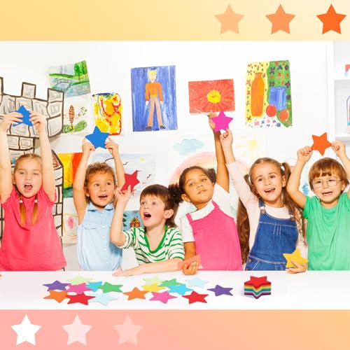 Image of Kisston 360 Pcs Star Cutouts Paper 3.9 Inch Assorted Colors Star Die Cuts Classroom Bulletin Board Decorations Star Shaped Card Stock for DIY Projects Craft School Wall Decor