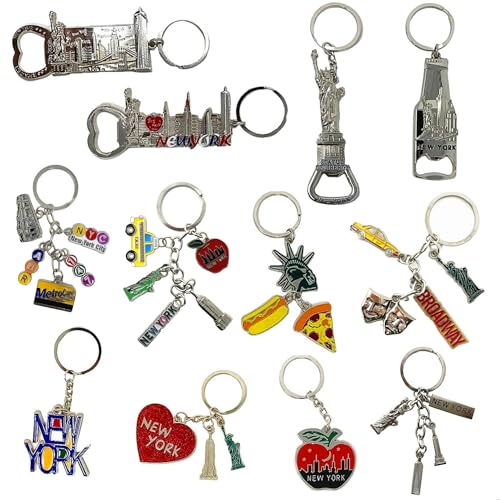 TSY TOOL 12 Pack Silver NYC Souvenir Keychain Collection, New Yor...