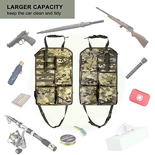 2Pcs Back Seat Gun Holder For Truck, Tactical Car Seat Back Gun Rack Organizer With Molle Panel Front Seatback Cover Storage Bag, Truck Gun Rack Behind Seat For Hunting Rifles/Shotguns (Camo) #TOP2