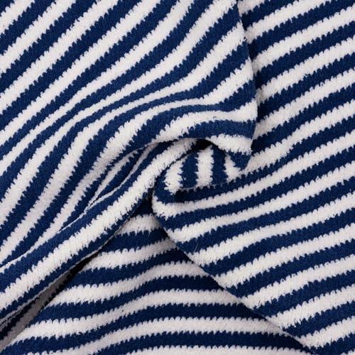 Image of Chenille Baby Blanket, Toddler Blanket, Soft & Plush, 40x30 Inches (NAVY STIPES)