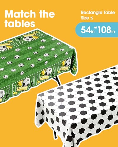 Image of Niuara Soccer Table Cloth - 4 Pack 54 inch x 108 inch Disposable Tablecloths for 6FT Tables, Soccer Party Decorations for Birthday, Theme Party & World Cup 2026