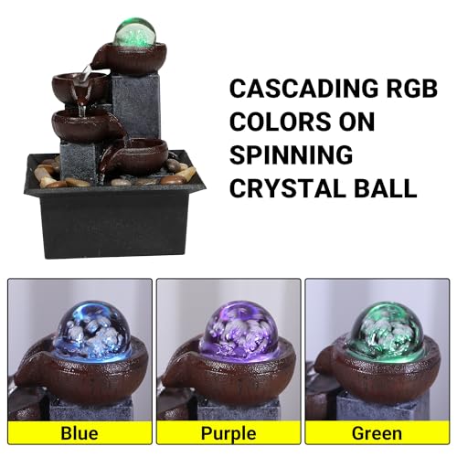 Water-Fountains-Indoor-Waterfall-Tabletop-Fountain-Desk-Fountain-with-Rainbow-Colors-LED-Lighting-from-Spinning-Crystal-Ball-Relaxing-Waterfall-n-River-Rocks-for-Natural-Feng-Shui-Effect Water Fountains Indoor Waterfall Tabletop Fountain Desk Fountain with Rainbow Colors LED Lighting from Spinning Crystal Ball Relaxing Waterfall n River Rocks for Natural Feng Shui Effect