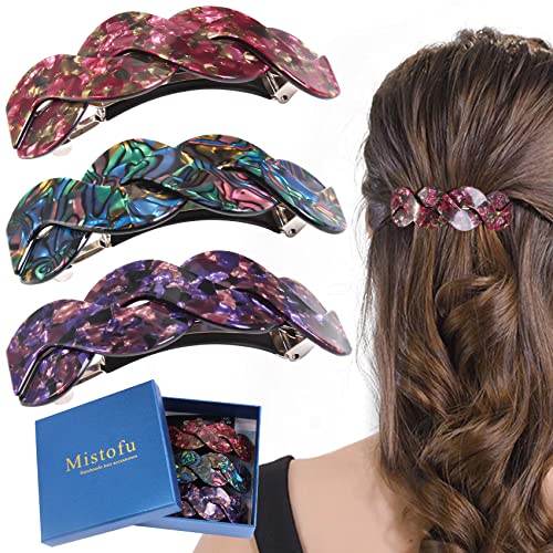 Mistofu Women's Hair Barrettes - Elegant French Retro Accessories for Thick Hair Daily Wear (3pcs Large)