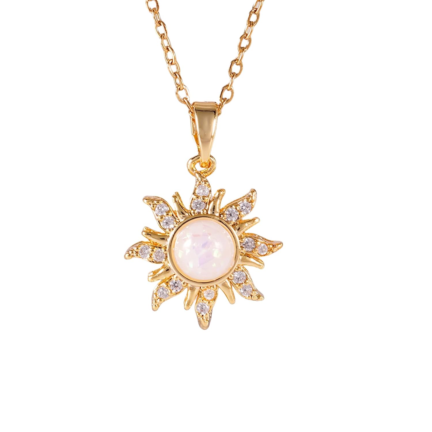 Atiptu Colar Rapunz Sun para mulheres, colares de sol de ouro, colar com pingente de opala e colar emaranhado para acessórios de fantasia, bijuteria de Halloween, Large, Metal,…