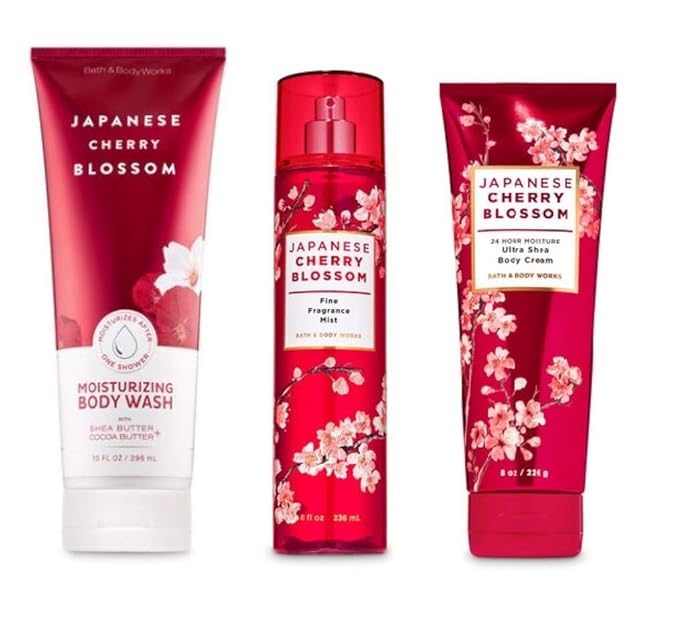 Japanese Cherry Blossom - Moisturizing Body Wash, Fine Fragrance Mist and Ultra Shea Body Cream - 3 pc - Gift Set (New pakaging)