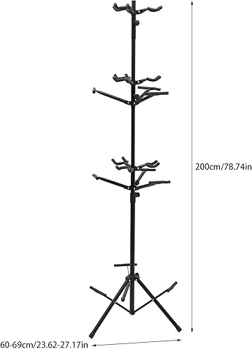 Miniatura 7 de KONGKUNI Estante vertical de 3 niveles para guitarra, soporte plegable para guitarra, ukelele, bajo, altura ajustable, soportes portátiles de
