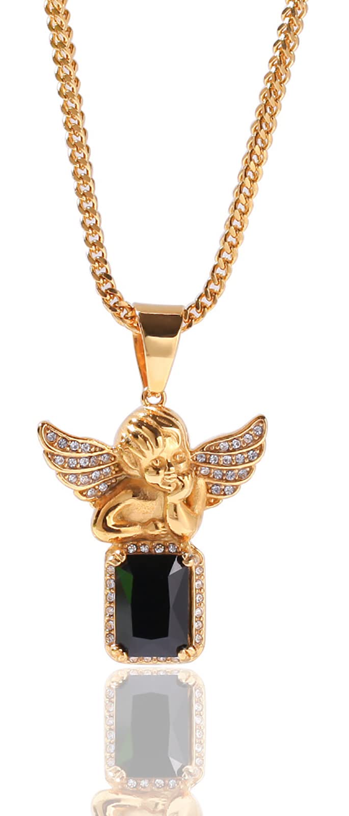 MAFYU Cheek-up Little Angel Pendant Necklace With Diamonds Simple for Men, Women, Boys and Girls gold-one size