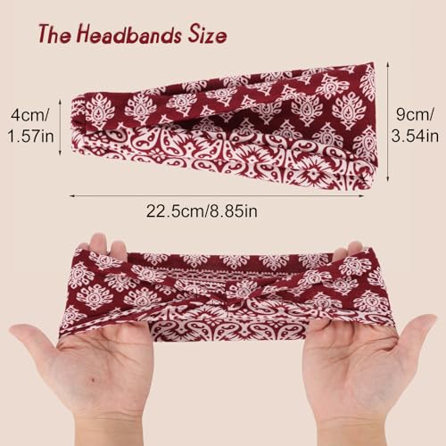 8 Pack Headbands for Women, Boho Style Headbands Non Slip Fashion Wide Headband Hair Wrap Stocking Stuffers for Women Girls4