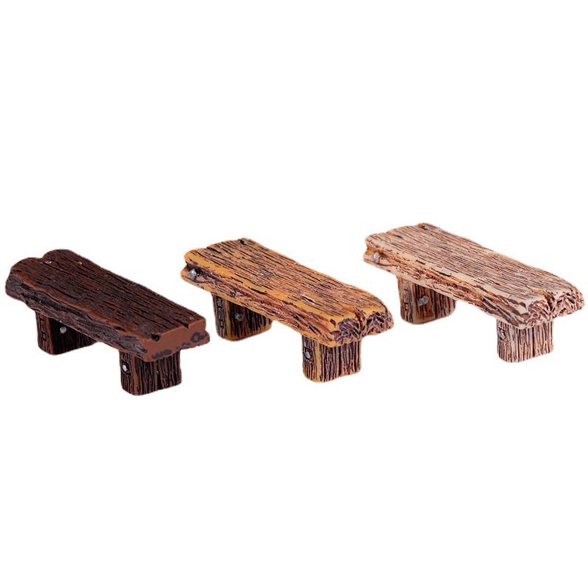 Alnicov 3-Piece Mini Double Stool Micro Garden Ornaments Suitable for Moss Landscape Dollhouse Accessories Ornaments