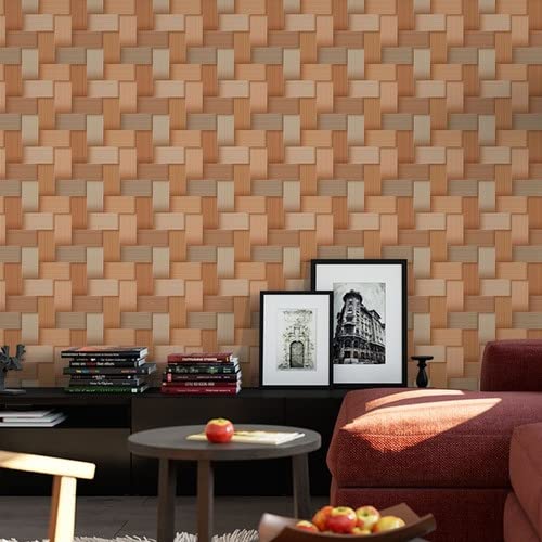 Papel De Parede Adesivo 3d Madeira Marrom Claro Rolo 1m