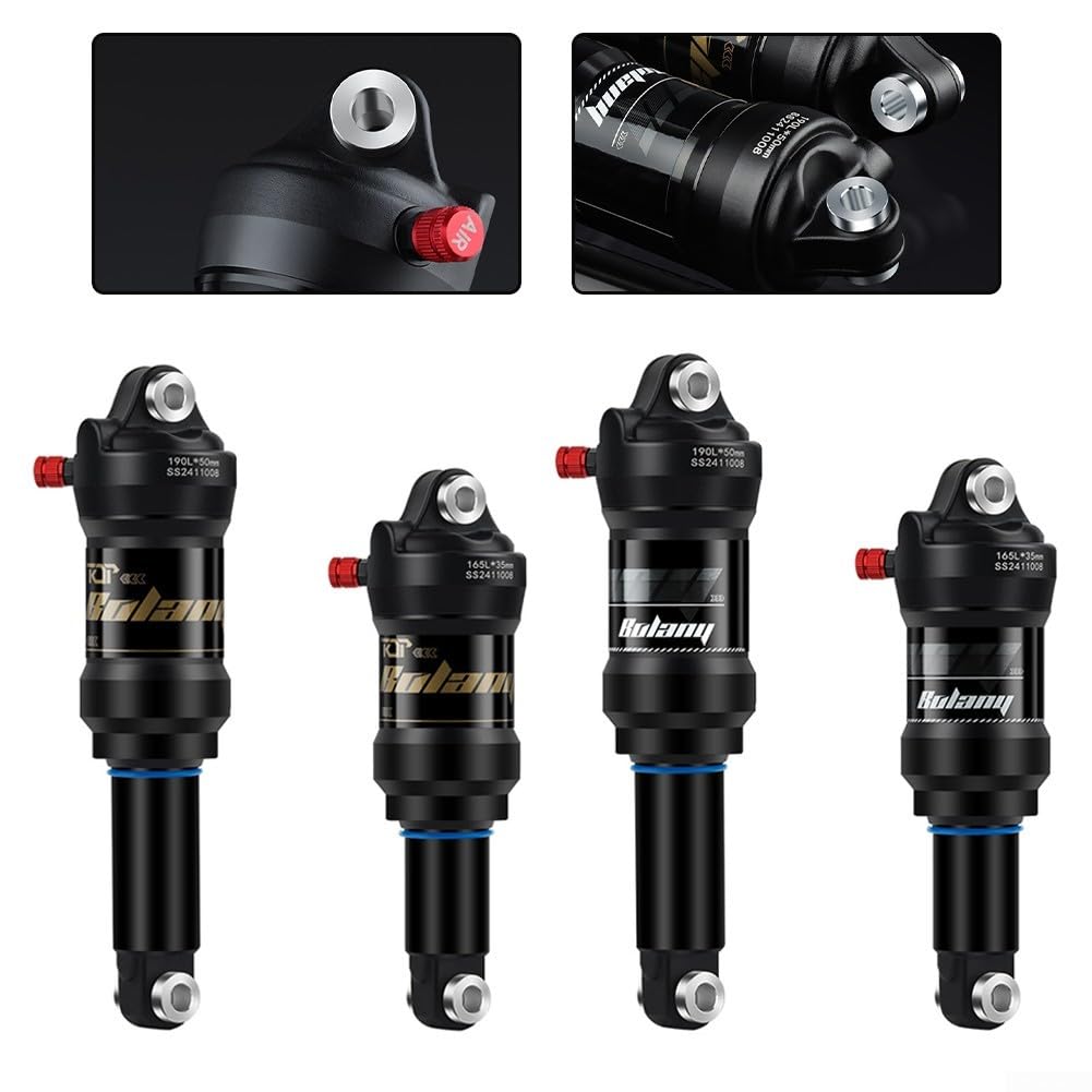 Amortisseur arrière pour VTT 165/190mm, amortisseur de vélo réglable à pression d'air, amortisseur arrière à pression d'air pour vélo électrique de descente à queue souple (style 190mm