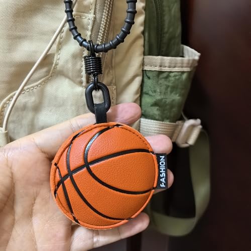 Image of Leather Ball Keychain Wristlet Sports Key Ring Car Key Wallet Backpack Bag Gym Accessories Gifts for Men Women