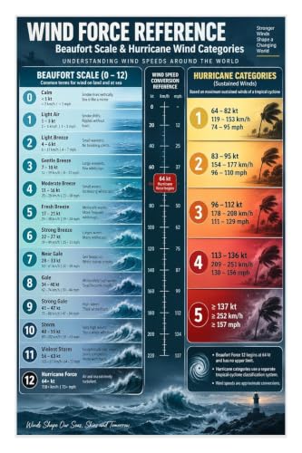 CHYIFSHIY Wind Force Reference Canvas Poster Beaufort Scale Weather Chart
