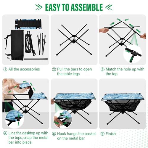 Mesa plegable para camping exterior con estampado de leopardo azul SDMKA miniatura 4
