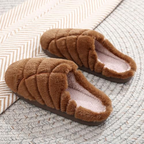 Mexican Concha Slippers for Women Men Concha Pantuflas Slippers Warm Soft Fluffy Plush House Slippers Bread House Slipper4