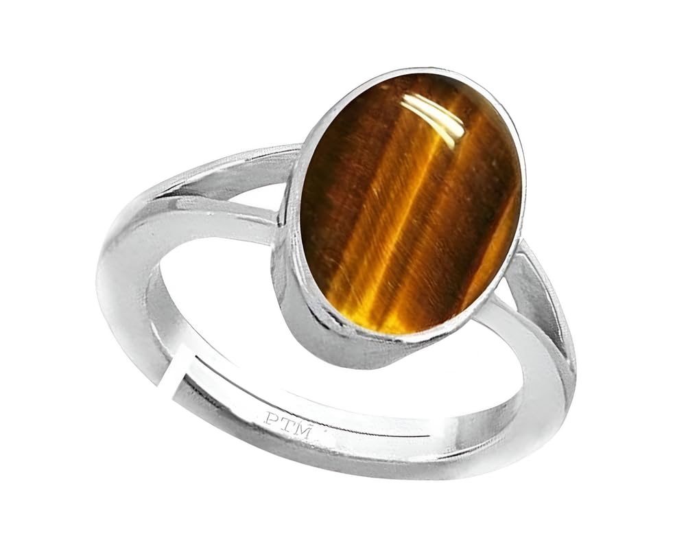 ptm Tiger Eye 7.25 Ratti or 6.5 Carat Astrological Certified Natural Gemstone bis Hallmark 925 Sterling Silver Adjustable Ring for Men - nv3725-picture-43