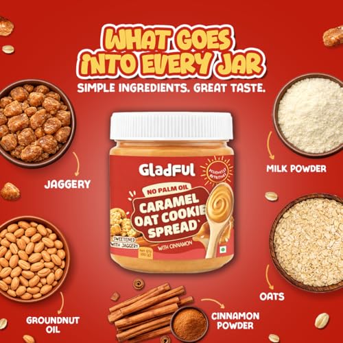 Image of Gladful Caramel Oat Cookie Spread | 300g | No Palm Oil | No Refined Sugar | Smooth & Creamy | Clean Ingredients