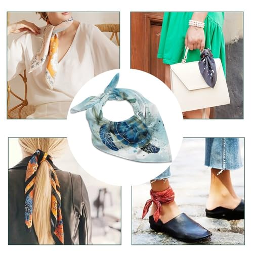 Bandanas Like Silk Handkerchiefs Soft Sea Turtle-Blue Scarf Headband for Men Women Outdoor4