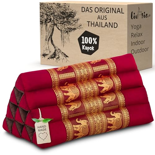 livasia Rückenstützkissen Thaiseide - 32x55x30cm - Dreieckskissen für...