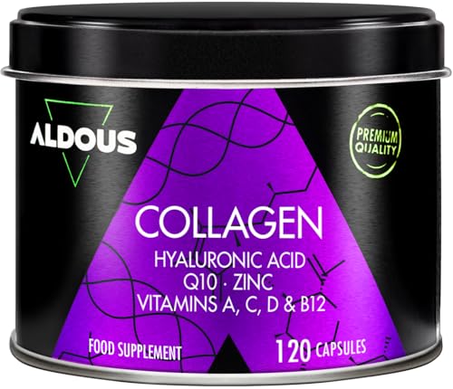Kollagen + Hyaluronsäure + Coenzym Q10 + Vitamine und B12 + Zink - 120 Tage Maximaldosis - Fortschrittliche Formel - für Starke Gelenke, Straffe Haut und Energie - Hydrolysiertes Kollagen