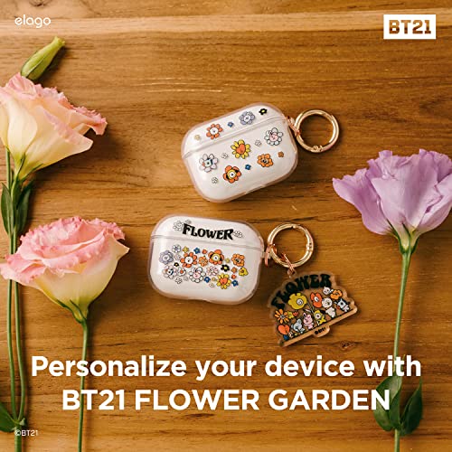 Elago L Bt21 Flower Clear Case Compatible With Apple Airpods Pro, Durable Tpu Material, Reduced Yellowing, Clear Protection, Supports Wireless Charging [Official Merchandise] (Flower Garden) #TOP1
