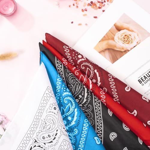 Vinuwu 12 Stück Bandana Herren Damen, Paisley 55x55cm Kopftuch Halstuch Sommer, Polyester Kopftücher Haartuch Nickitücher Motorrad Halstücher Tuch Cap Headwear Cowboy Festival Accessoires