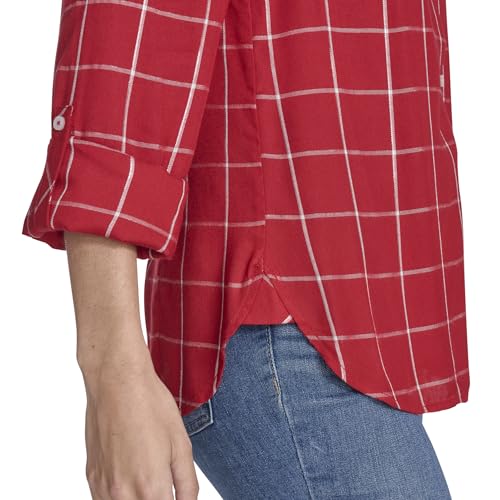 Image of Nautica Women's Button Front Long Sleeve Roll Tab Shirt