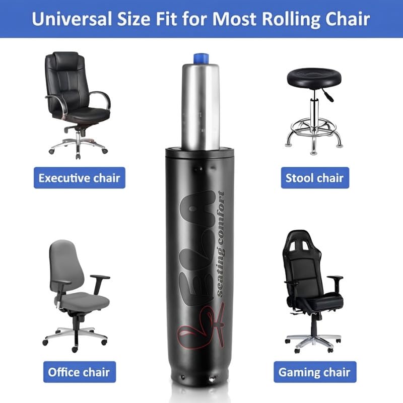 Image of Gas Lift Cylinder for Office Chair | Hydraulic Pneumatic Replacement Part | Universal Fit Heavy Duty Shock Piston for Task, Gaming, and Executive Office Chairs (Black-Light Blue)