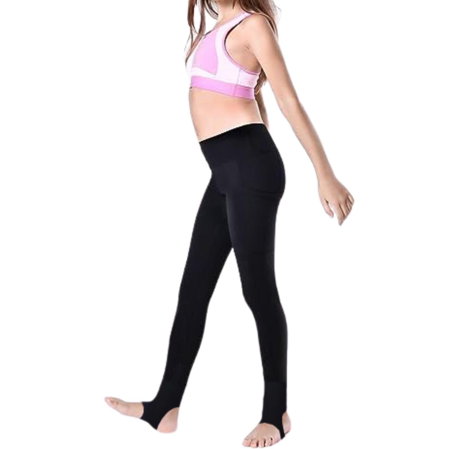 Leggings da danza con staffa, per ragazze, per danza, yoga, pattinaggio