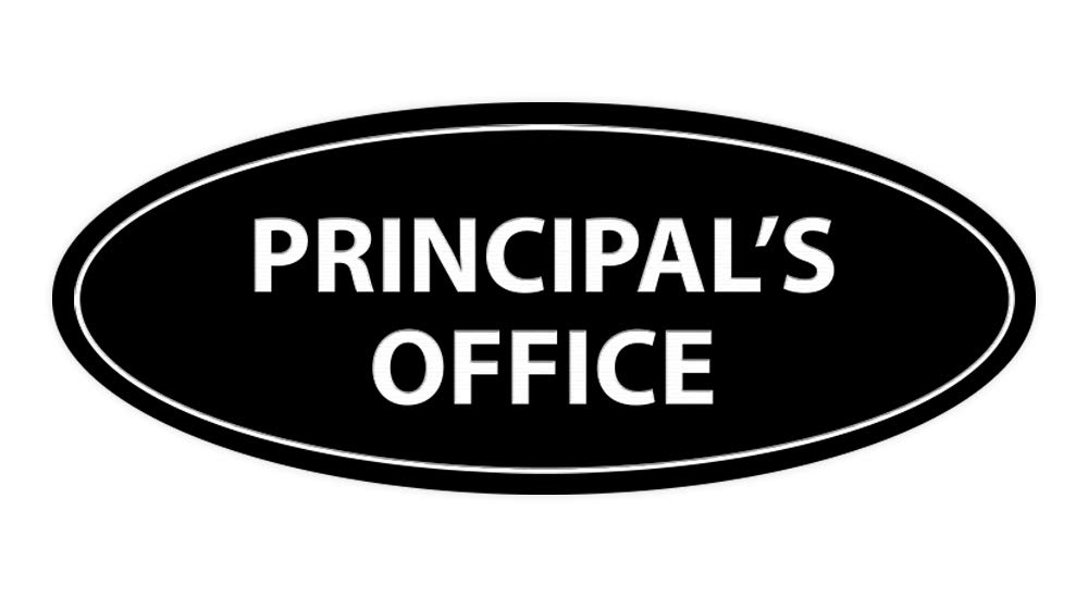 Signs ByLITA Oval Principal's Office Sign (Black) - Medium