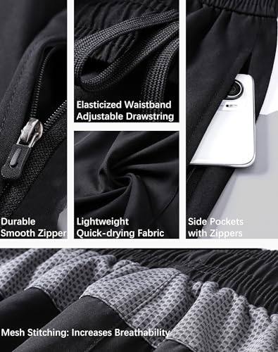 Men's Athletic Shorts Quick Dry Running Shorts with Zippered Pockets Performance Gym Lightweight Shorts3
