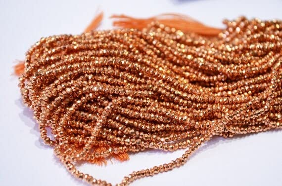 Perles pyrite de cuivre rose facettées 2mm pour ateliers bijoux bohèmes
