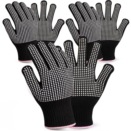 Image of Riyiper 3 Pairs Heat Resistant Gloves for Sublimation, Gloves for Heat Press with Silicone Bumps Applies to Resistant Work, Hair Styling, Universal Fit Size (White)