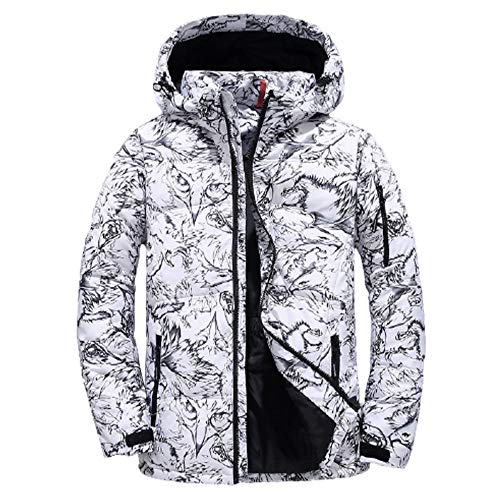 AKT Jaqueta masculina de inverno quente jaqueta de esqui jaqueta de neve com capuz camuflagem casaco