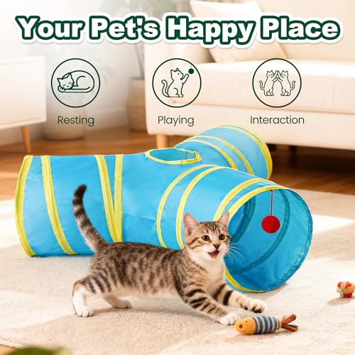 50% Off Love's Cabin 3-Way Cat Play Tunnel with Teaser Wand