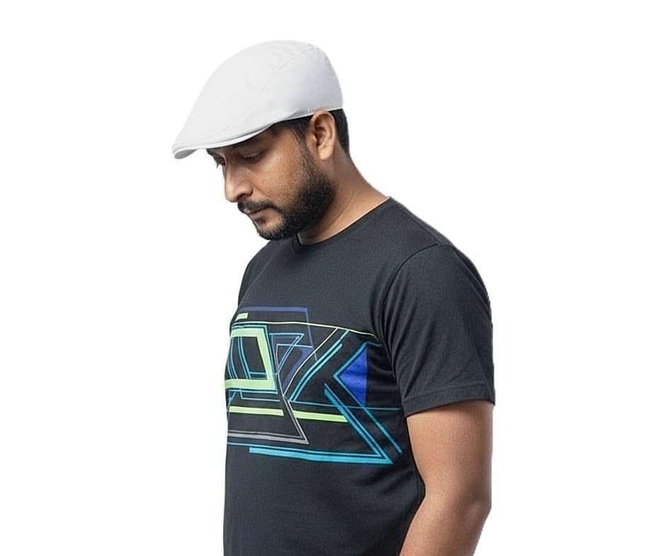 atabz Men's Cotton Golf Flat Cap Whtie Sports Hats White-picture-35