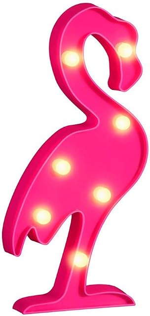 LED Flamingo Night Novelty Lights Cute 3D Table Lamp, Pink Warm White Bulb Battery Powered for Bedroom Living Room Gift Party [Battery not Included]