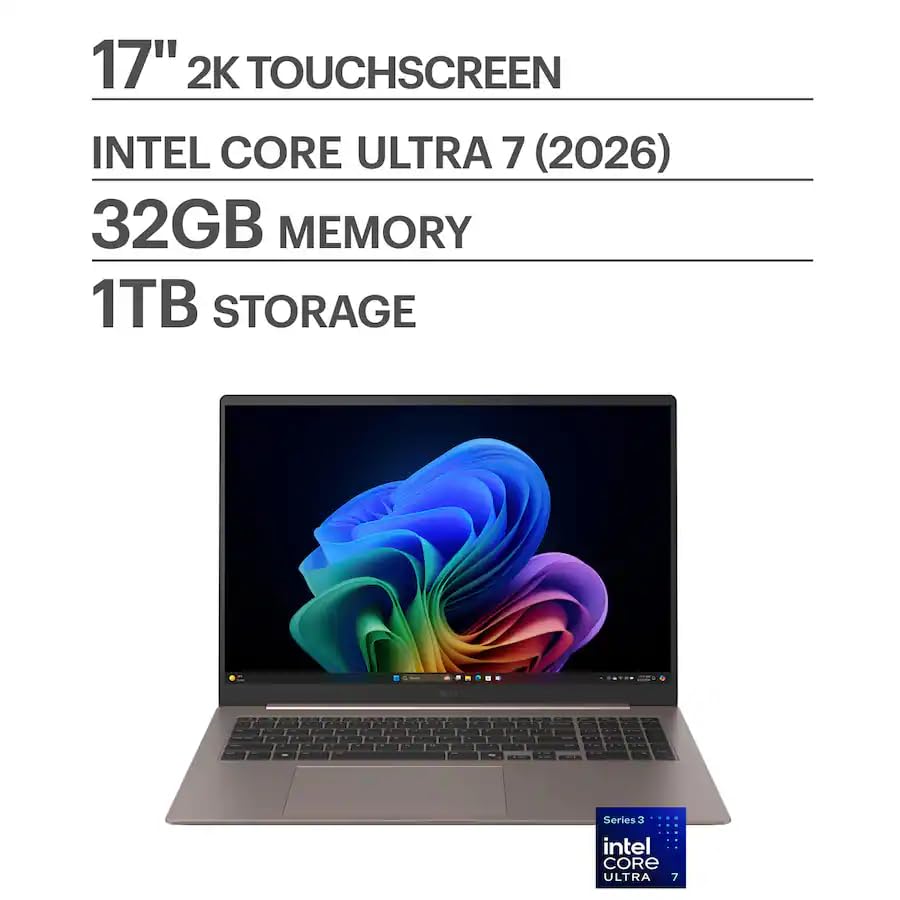 Image of LG Gram Max 17 inch 2.5K Touchscreen Laptop, Intel Ultra 7 Processor 355 Copilot AI+ PC- 32GB RAM,4TB SSD - Copilot + PC WQXGA IPS Display, WiFi 7 Backlit KB Lightweight Business Notebook, Windows 11 Pro