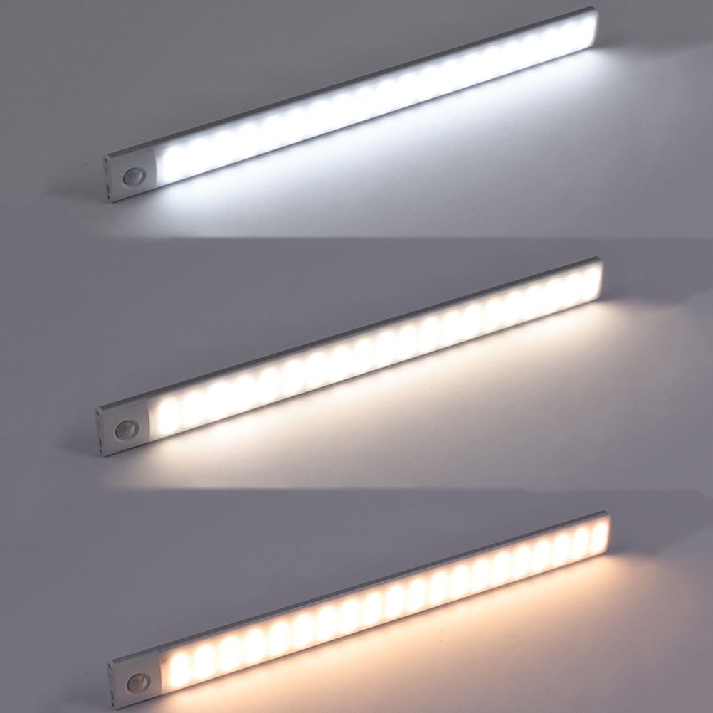 Led Schrankbeleuchtung Lampe mit Bewegungsmelder und Dämmerungssensor Wandlampe Akku Dimmbar Lange Wandleuchte USB Aufladung 60CM 1000mAh Schranklicht Magnetische Unterbauleuchte