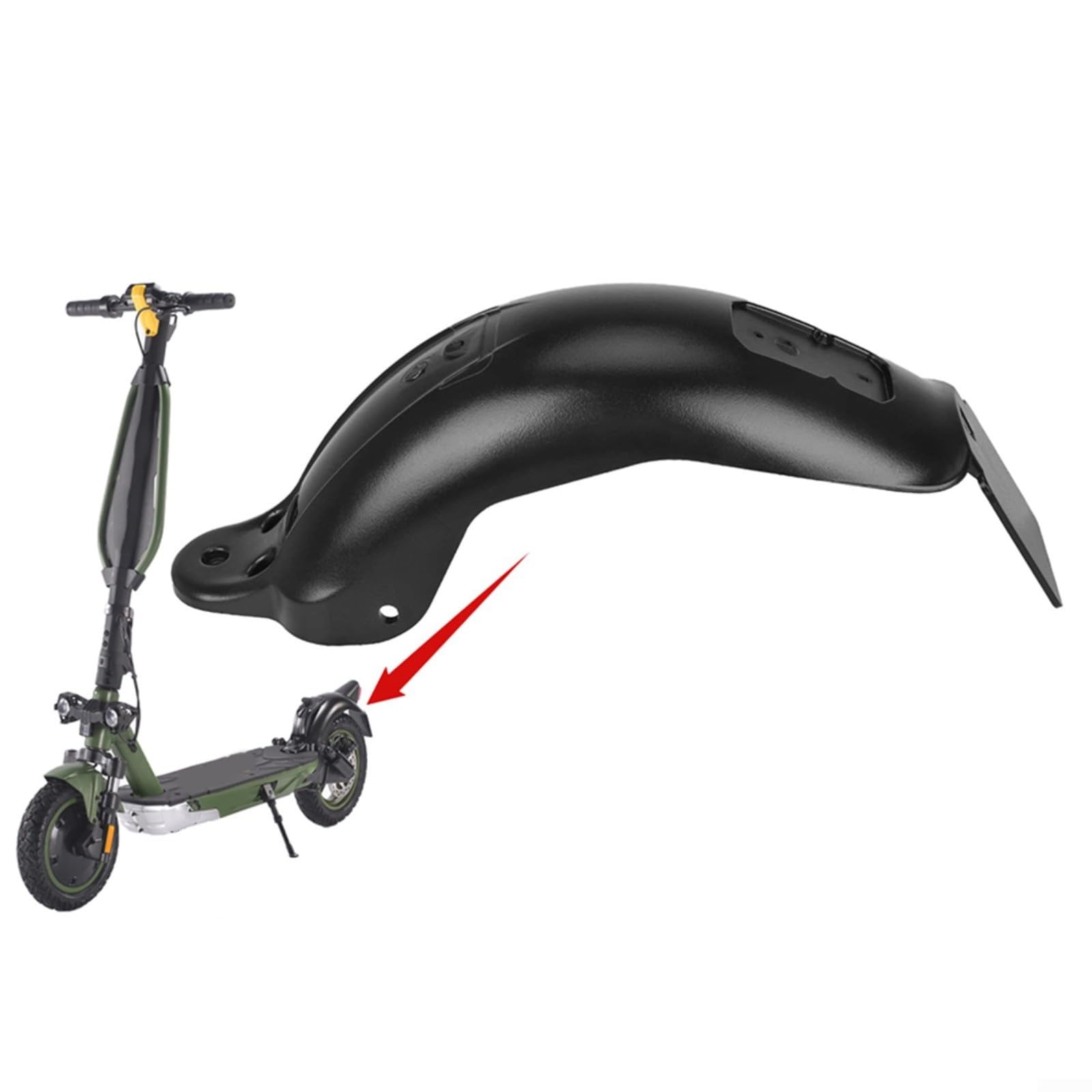 Guardabarros trasero para patinete eléctrico DUCAT/Jeep Pro II, protector contra salpicaduras negro ABS (328 x 111 x 84 mm), diseño ligero de 166,5 g, protección resistente al desgaste contra el barro