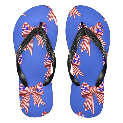 Nander American Flag Style Bow Sandal Flip Flops of Men's & Women's,Beach Slippers Flip Flops Shower Shoes