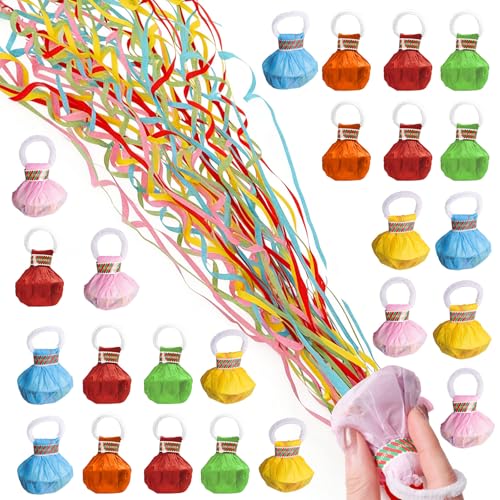 24 Pièces Serpentin Multicolore Lancer Serpentins Fête Anniversaire Mariage Carnaval Remise de Diplôme Noël Banderoles à Confettis Décoration (Couleur...